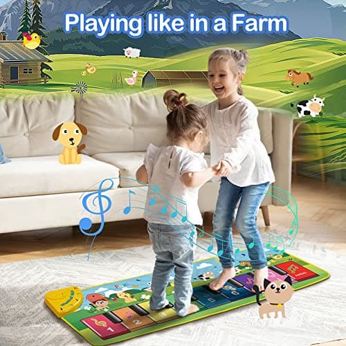 FOKI Floor Piano Mat for Toddlers, Baby Kid Sensory Educational Dancing Keyboard Carpet Animal Sounds Blanket Touch Playmat Musical Mats Birthday Toddler Toys for 1 2 3 4 5 Year Old Boy Girl Gifts