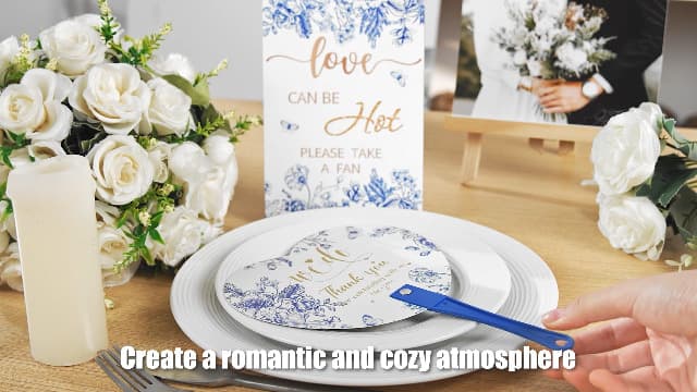 Roowest 101 Pcs Wedding Fans Gifts for Guests 100 Pcs Wedding Hand Plastic Fans and a Table Sign for Bridal Shower Party Favor Appreciation(Wood,Retro Lace)