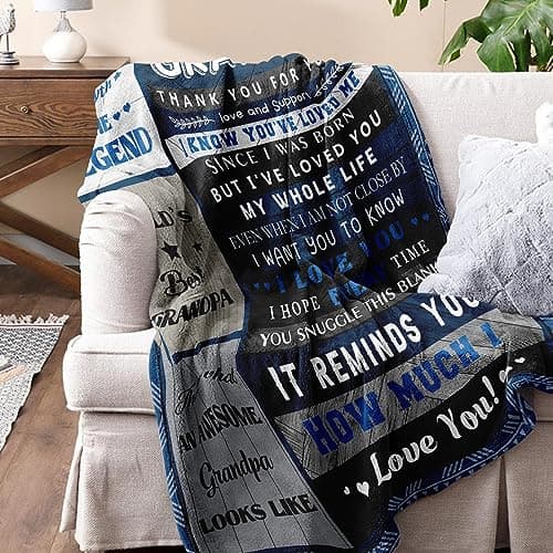 Quilazy Grandpa Gifts, Grandparents Day Gifts for Grandpas Blanket, Best Grandpa Birthday Gift from Grandchildren, Christmas Birthday Gift for Grandpas/Papa/Pop Pop/Grandfather Blanket 60”x50”