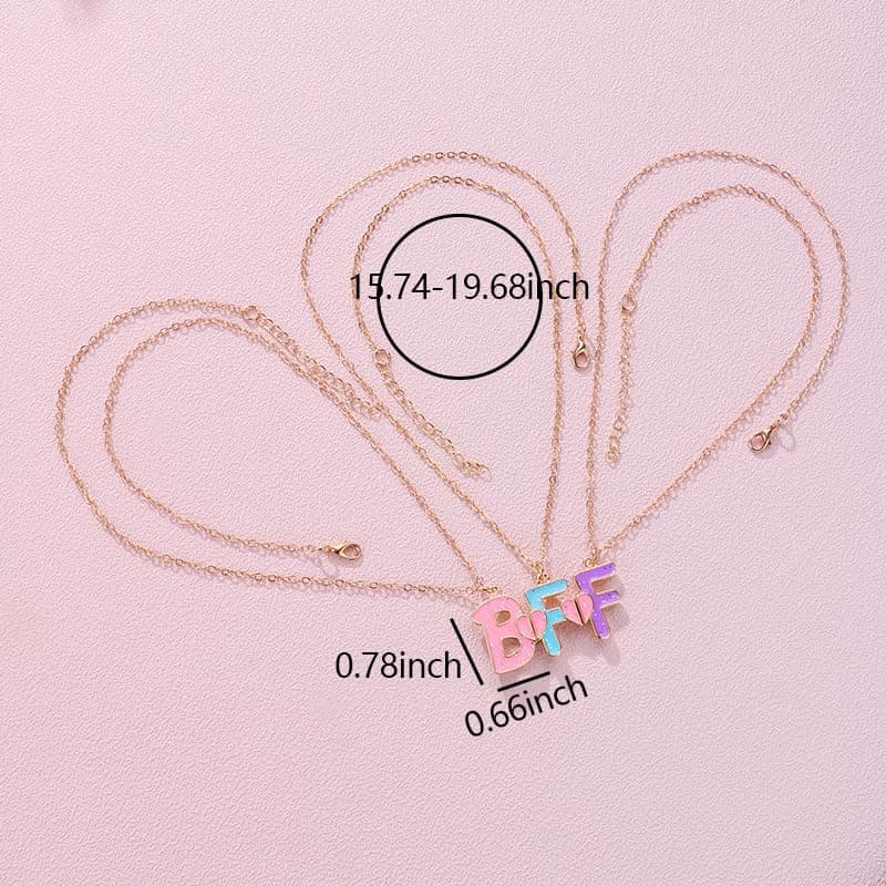 Ancnoz Mathcing BFF Best Friend Necklaces for 3 Girls Friendship Necklaces for Three Best Friends Anniversary Birthday Christmas Gifts for Bestie Best Friend Forever Gift