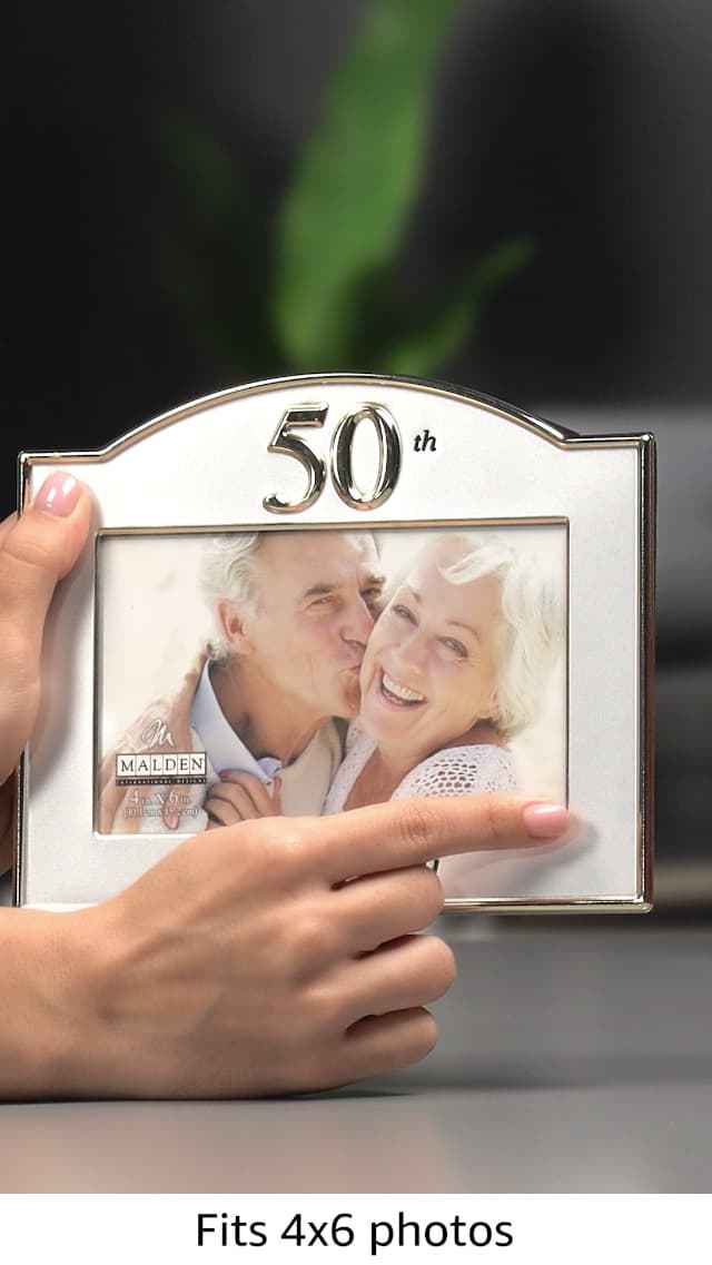 Malden International Designs Wedding 50th Anniversary Two Tone Picture Frame, 4x6, Gold/Silver