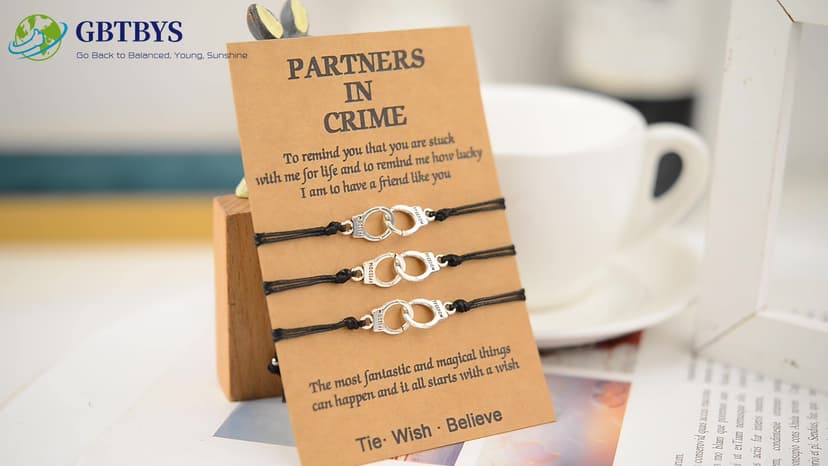 GBTBYS 2/3/4 PCS Best Friend Bracelet for Women Men, Matching Bracelets for Couples, Partners in Crime Bracelets, Handcuff BFF Friendship Bracelet Birthday Gifts for Her Him