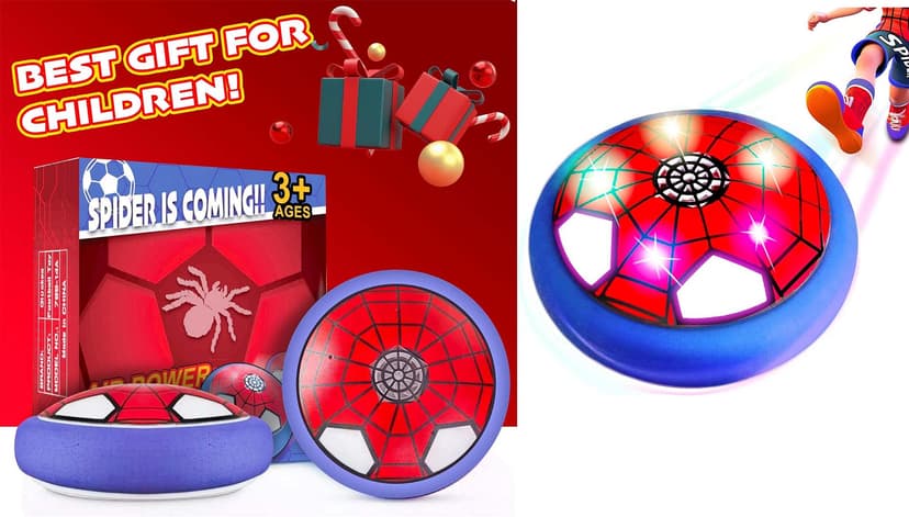 Soccer Toys for Boys 4-6 Hover Soccer Ball Indoor Gifts for Boys Kids Toys Birthday Gifts for 4 5 6 7 8 9 10 Year Old Boy Air Floating Soccer Toy with LED Lights Foam Bumper