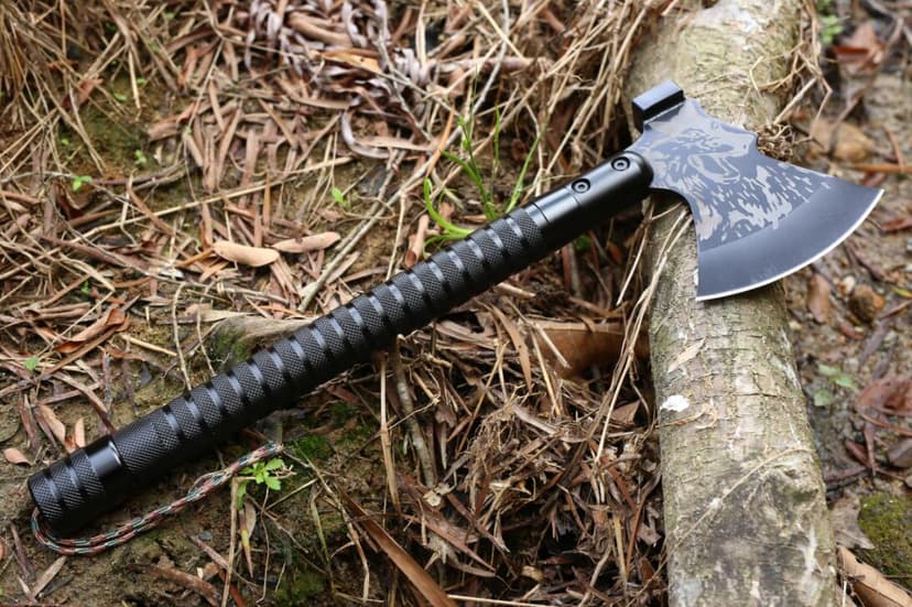 LIANTRAL Survival Camping Axe, Folding Tactical Axe Hatchet with Hammer, Nylon Sheath for Outdoor Adventures