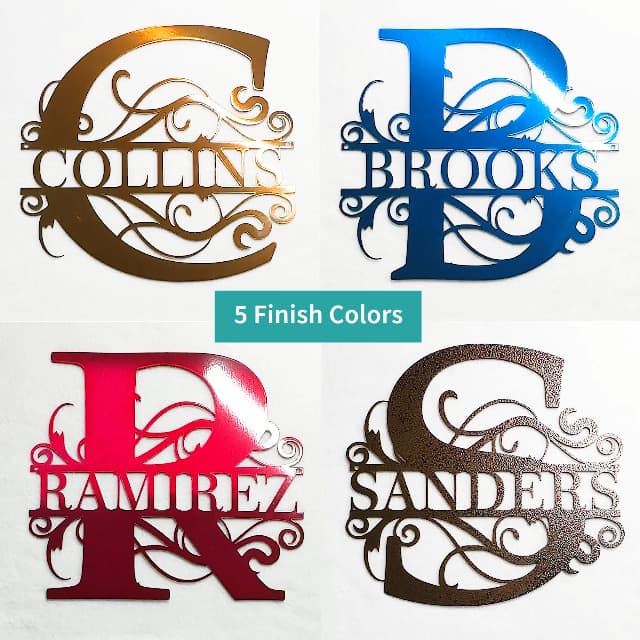 Custom Metal Name Sign | Metal Wall Art | Split Letter Monogram Wall Decor | Personalized Wedding Gift | Outdoor Sign