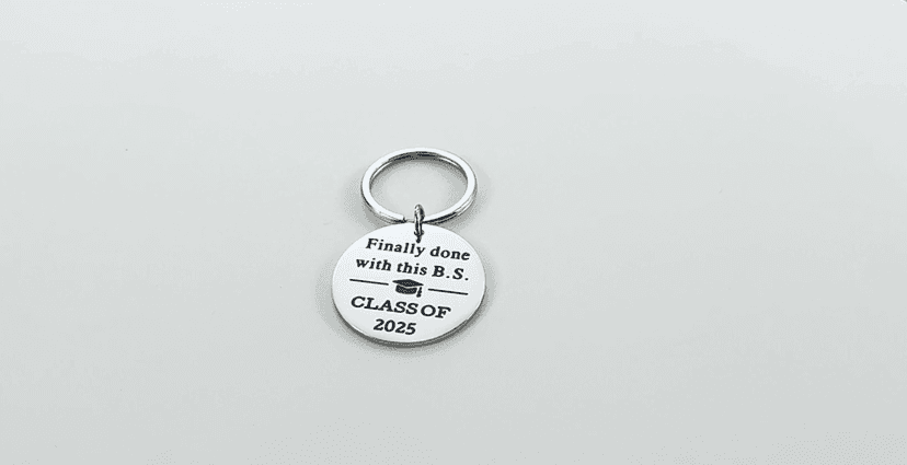 KINMES Funny College Graduation Gifts for Him Her 2025 College High School Master Degree Graduation Gifts, Senior Gift for Son Daughter Class of 2025 Keychain, Senior Night Gift for Graduate Friends