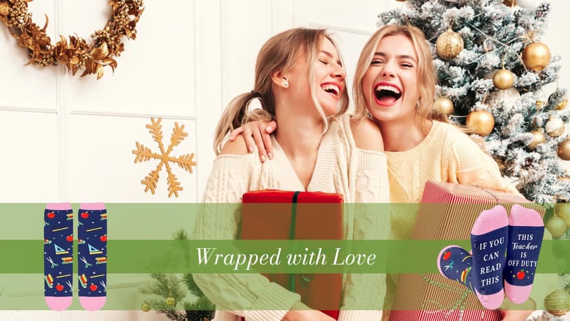 Book Lover Gifts - Funny Reading Teacher Socks for Readers Women Men With Greeting Card