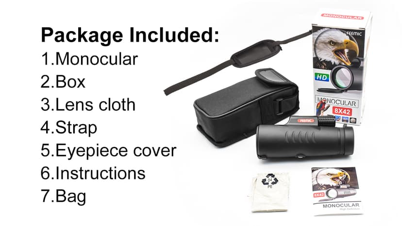 Monocular Telescope High Power 8x42 Monoculars Scope Compact Waterproof Fogproof Shockproof with Hand Strap for Adults Kids Bird Watching Hunting Camping Hiking Travling Wildlife Secenery