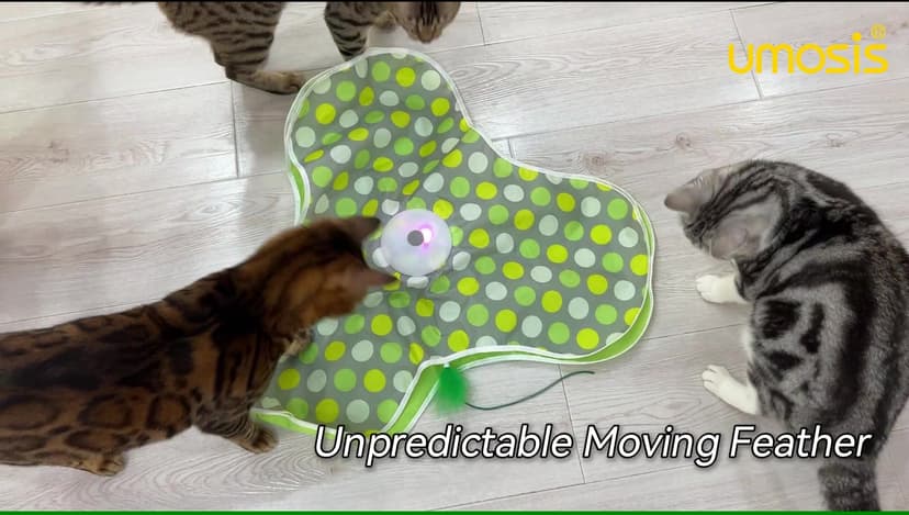 Interactive Cat Toys Rechargeable,Moving Concealed Feathers,Real Mouse Squeaky,Touch Activated Cat Kitten Toy Exercise Toys for Indoor Bored Adult Cats