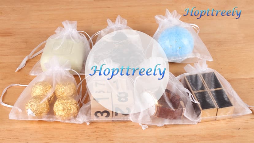 Hopttreely 100PCS Premium Sheer Organza Bags, White Wedding Favor Bags, 4x4.72 Jewelry Gift Bags for Party, Jewelry, Christmas, Festival, Bathroom Soaps, Makeup Organza, Wrapping Supplie