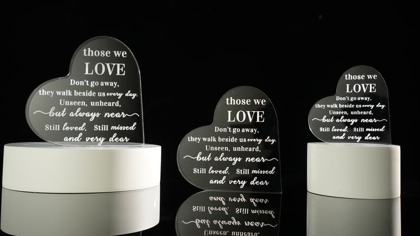 Jetec Bereavement Gift Acrylic Heart Sympathy Memorial Condolence Gift for Loss of Loved One Remember Me Grieving Present for Remembrance Table Decor(6 x 6 x 0.6 Inch)