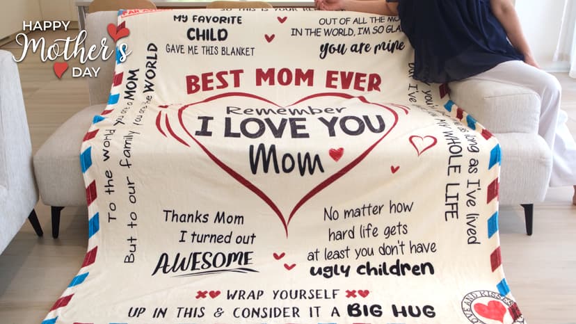 GEEMBI Gifts for Mom from Daughter Son - Super Soft Fleece Throw Blanket for Couch Bed 60x80 in - Mothers Day Mom Birthday Gifts, Mama Gift for Mother, Lightweight Fleece Blanket for Women