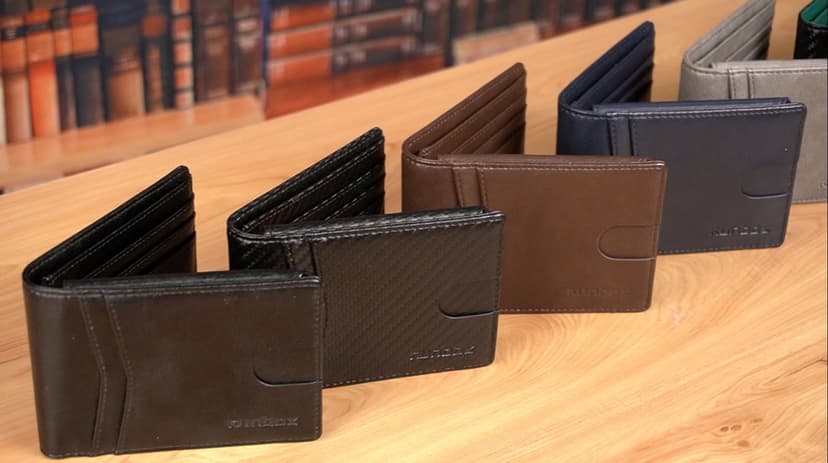 RUNBOX Wallet for Men Slim Rfid Leather 2 ID Window With Gift Box
