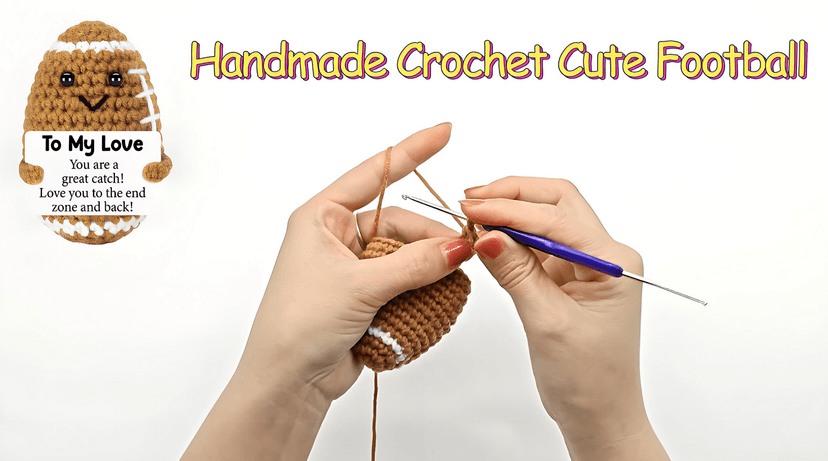 Birthday Gifts for Him Her Boyfriend Girlfriend, to My Love Handmade Emotional Crochet Football, Small Cute Anniversary Present for Him, Mini Romantic I Love You Gift for Husband Wife Couple