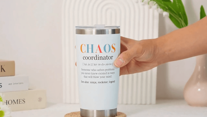 TEEZWONDER Christmas Thank You Gifts For Women - Chaos Coordinator Insulated Coffee Tumbler with Lid 20 oz - Teacher Retirement Appreciation Birthday Gifts for Women Friends Coworkers Boss Employee