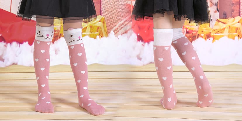 FNOVCO Girls Knee High Socks Kids Crazy Fun Gift Cute Animal Patterns Cotton Long Socks 6 Pairs