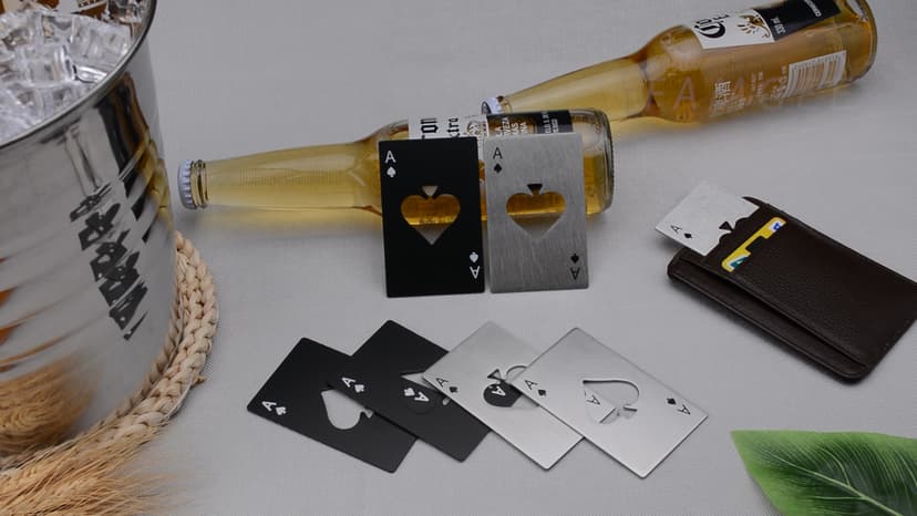 Wine Bottle Opener Stainless Steel Credit Card Size Casino Beer Bottle Opener Cap Opener for Your Wallet Wedding Party Groomsmen Bridesmaid Gifts 6 Pcs (Black)