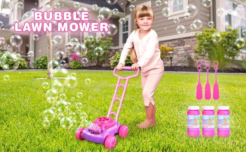 ArtCreativity Bubble Lawn Mower for Toddlers 1-3, Kids Bubble Machine for 1-Year-Old Girl Gifts, Summer Outdoor Push Gardening Toys for Kids Age 1 2 3+ Birthday Gifts for Preschool Girls