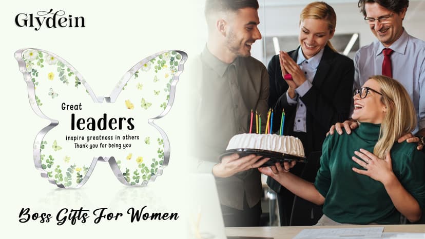Boss Christmas Gifts, Boss Lady Gifts for Women, 5x3.8x0.5 Inch Butterfly Acrylic Plaque Decor, Birthday Retirement Leaving Going Away Boss Day Christmas Gift for Female Boss Leaders Manager