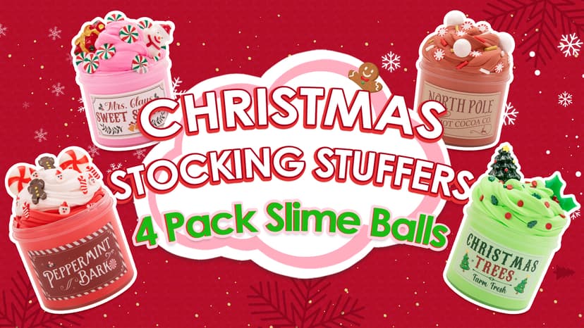 Christmas Stocking Stuffers - Slime for Kids - 4 Pack Slime Balls - Toys Slime Kit Xmas Gifts for Classroom Rewards Teens Girls Boys 4 5 6 7 8 9 10 11 12 Year Old and Adults