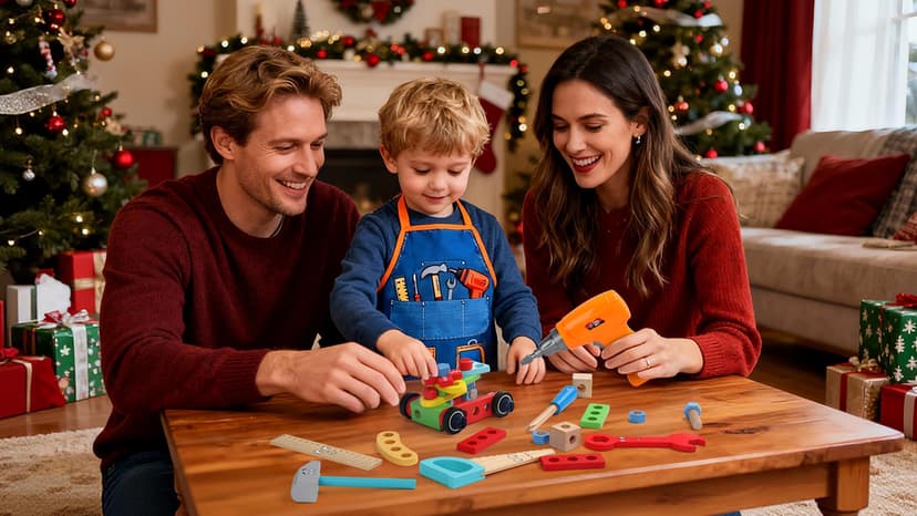 Kids Tool Set with Drill, Educational Montessori Toys for 3 Year Old Boys 44 Pcs STEM Kids Toys Wooden Toddler Tool Set with Apron & Box Christmas Birthday Gifts for 3 4 5 Year Old Boy Girl