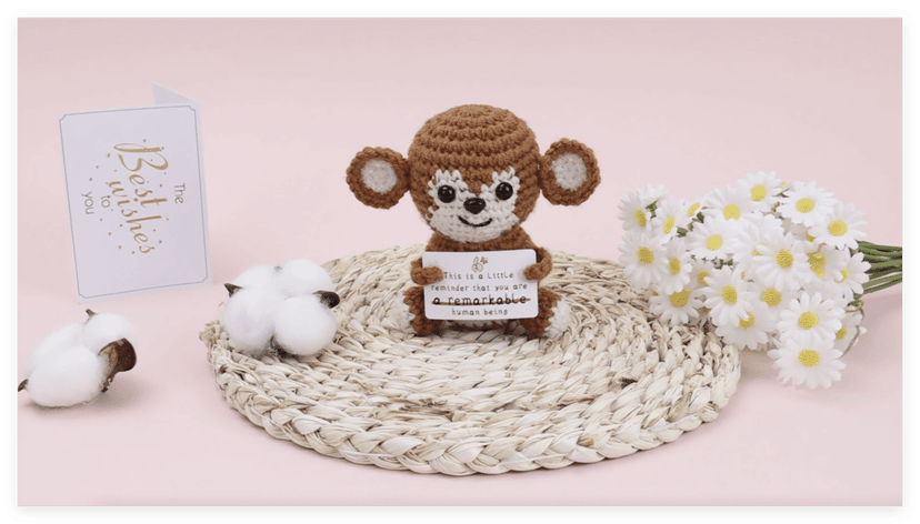 DAFURIET DAFURIET Mini Funny Pickle, 3 inch Knitted Wool Doll with Card for Cheer Up Gifts and Party Decorations, Cute Wool Emotional Pickle Crochet Doll for Birthday Gifts