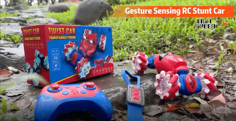 S-pider Rc Gesture Sensing Stunt Car Toys for Boys 4-14 Years Old, Drift Hand Control Remote Control Cars with Light & Music, 360°Rotation Double Side Cars Birthday Gifts for Kids Age 5 6 7 8 9 10 11