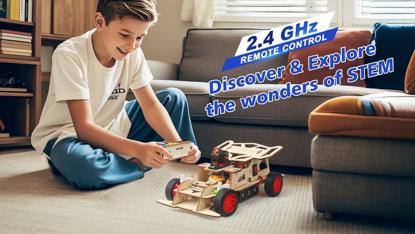 Poraxy STEM Kits for Kids 8-10, STEM Toys for Boys Age 8-12, Remote Control Car, Wooden 3D Puzzles 8-13 Science Projects Building Model, Birthday Gifts for 8 9 10 11 12 13 14 Year Old Teen Boys Girls