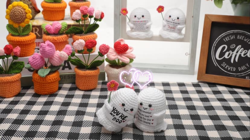 You're My Boo Buddy Cute Halloween Spooky Gifts - Funny & Romantic Handmade Crochet Ghost Plush Decor for for Girlfriend, Boyfriend, Couples, Her, Him, Friends, Valentine,Christmas Stocking Stuffer