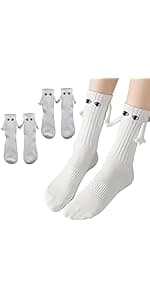 2 Pairs Magnetic Holding Hands Socks - Funny Gifts for Women & Men, Teens, Couples, Friends