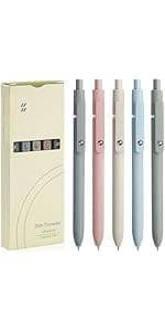 Gel Pens, 6 Pcs 0.5mm Fine Point Black Ink Pen With Smooth Writing, Office Desk Accessories, School Supplies Gifts for Men Women, Quick Dry Pens Ballpoint For Journaling, Black/Gray/White