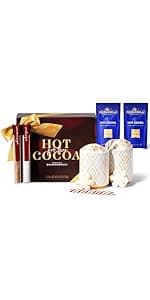 Hot Cocoa for Two Gift Set Made with Ghirardelli, Includes 2 Mugs, 2 Hot Cocoa Mixes, 2 Sugar Toppings, 2 Peppermint Stirrers & 2 Snowflake Marshmallows