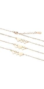 Sunflower Jewellery Friendship Necklace for 3 4 Stainless Steel Heart-Shaped Necklace/Bracelet Three Hearts Composed of Friendship Necklace/Bracelet, Gifts for Friends