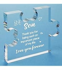 Funnli Gifts for Men Boys Acrylic Plaque - Fathers Day Christmas Birthday Gifts for Brother 3.35 x 2.76 Inch Desk Decorations - Brother Son Nephew Grandson Graduation Gifts from Sister