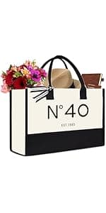 QLSKO 40th Birthday Keepsake Gift Paper Bag for Her Anniversary Party Present Shopping Tote Bags Women 40 Year Old Decorations Idea (1985 40th, Medium (Pack of 1))