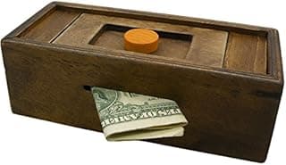 Puzzle Box Enigma Secret Discovery - Money and Gift Card Holder in a Wooden Magic Trick Lock with Hidden Compartment Piggy Bank Brain Teaser Game
