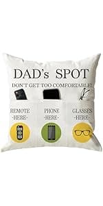 ONFAON Grandma Gifts, Grandma's Spot Throw Pillow Covers 18x18 Inch,Put Phone Glasses and Remote Control Pillowcase,Birthday Christmas hanksgiving Day Gifts for Grandma Mom,3-Pocket