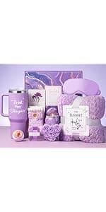 Birthday Gifts for Women Self Care Gifts Get Well Soon Gifts, Happy Birthday Spa Gift Baskets w/Flannel Blanket 40 OZ Tumbler Care Package for Mom Wife Sister Best Friend Her Daughter