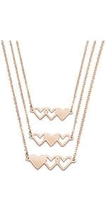 Sunflower Jewellery Friendship Necklace for 3 4 Stainless Steel Heart-Shaped Necklace/Bracelet Three Hearts Composed of Friendship Necklace/Bracelet, Gifts for Friends