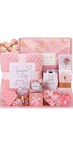 Birthday Gifts for Women, Happy Birthday Gifts for Her, Mom, Sister, Best Friend, Girlfriend, Coworker, Wife Bday Gift Ideas, Unique Relaxing Spa Birthday Gift Basket for Women Care Package w/Blanket