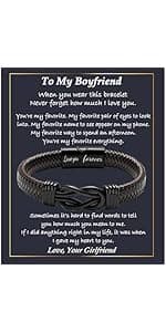 Gifts for Men Him Husband Boyfriend Dad Son Grandson Nephew, Cool Love Infinity Leather Bracelets Fathers Day Ideas Present Gift for Birthday Anniversary Retirement Christmas