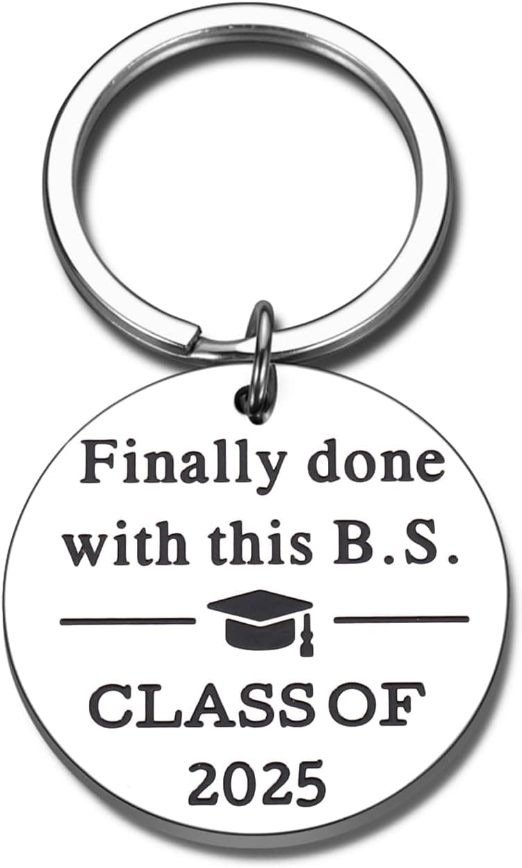 KINMES Funny College Graduation Gifts for Him Her 2025 College High School Master Degree Graduation Gifts, Senior Gift for Son Daughter Class of 2025 Keychain, Senior Night Gift for Graduate Friends