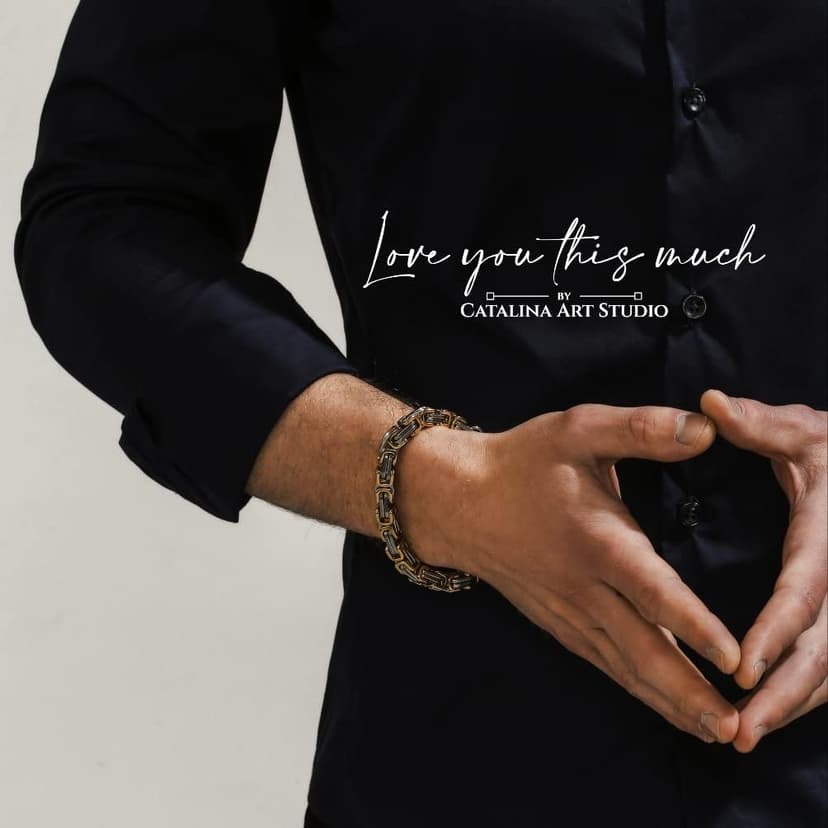 Love You This Much Steel Twist Bracelet for Him - Birthday & Wedding Gift for Husband, Boyfriend, or Fiance