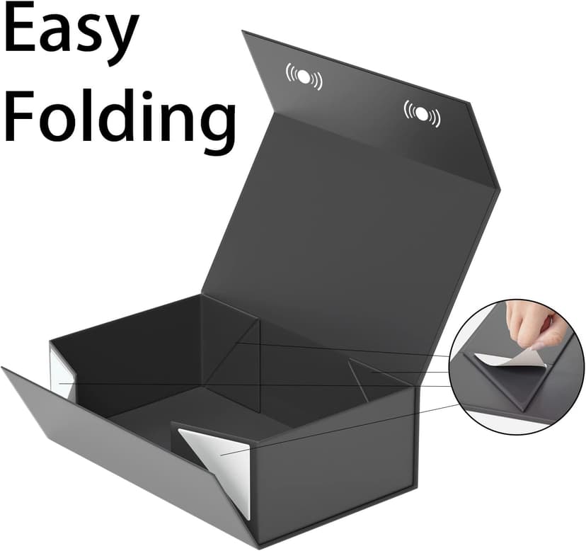Black Gift Box, 9.5x6x3'' Gift boxes for Presents with Lids Magnetic Closure Rectangle Collapsible for Groomsman Proposal Box, Wedding, Christmas, Halloween, Birthday Gift Packging