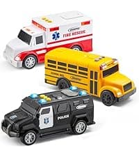 JOYIN Toddler Fire Truck Toys for 3 4 5 6 7 Year Old Boys - Fire Engine, Emergency Vehicle, Kids Firetruck, Friction Powered Car with Lights and Sounds, Christmas Birthday Gifts for Boys Girls Age 3-9