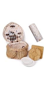 Hap Tim Picnic Basket Backpack for 2 Person with 2 Insulated Cooler Compartment, Wine Holder, Fleece Blanket, Cutlery Set, Wedding Gifts for Couples, Bridal Shower Gifts, Engagement Gifts