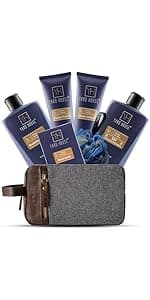 Mens Bath and Body Gift Set - Musk and Blonde Woods - Luxury Christmas, Birthday, Fathers Day Gifts From Daughter, Wife, Son For Dad, Husband - Relaxing Spa Kit for Him in Toiletry Bag