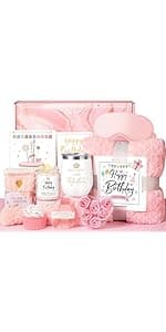 Birthday Gifts for Women Self Care Gifts Get Well Soon Gifts, Happy Birthday Spa Gift Baskets w/Flannel Blanket 40 OZ Tumbler Care Package for Mom Wife Sister Best Friend Her Daughter