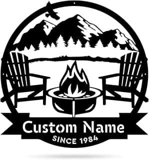 RealSteel Custom Metal Signs – Personalized Outdoor Wall Art, Wedding & Anniversary Name Plaque, Porch & Garden Decor, Campfire Monogram Yard Sign