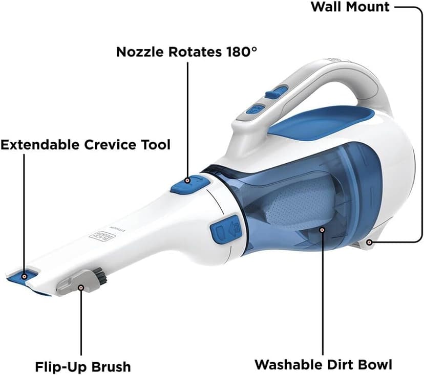 BLACK+DECKER dustbuster Handheld Vacuum, Cordless Car Vacuum Portable 12V, with Rotating and Extendable Nozzle (HHVI320JR02)